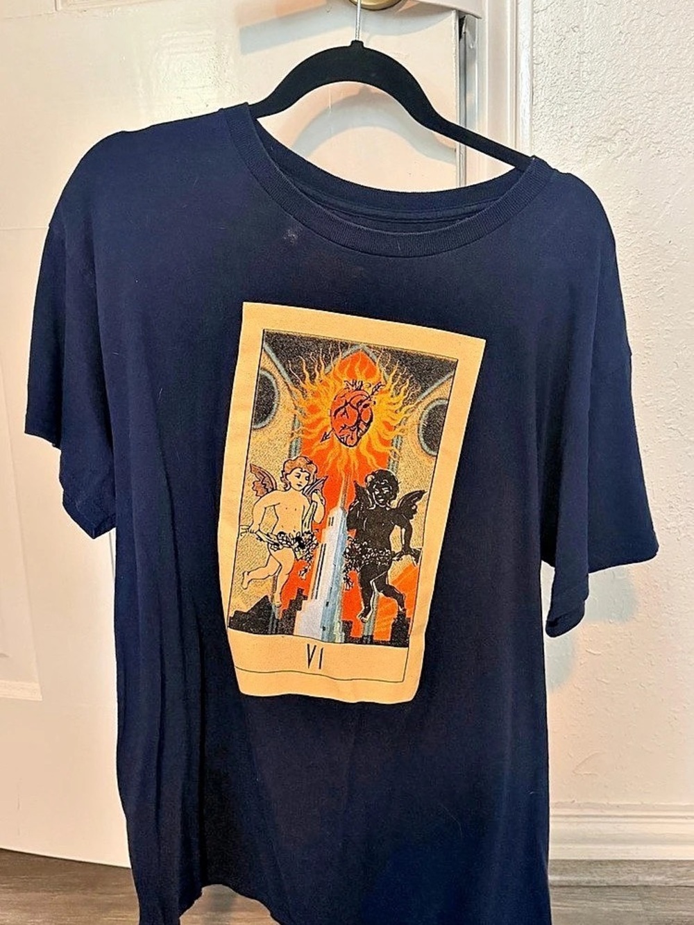 Smashing Pumpkins Spirits on Fire Tour Tarot Card Navy T-Shirt Graphic Tee in L